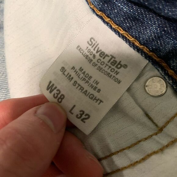 Silvertab Levi’s Mens Blue Slim Straight Denim‎ Jeans Size 38x32 Cotton Pants - Picture 5 of 9